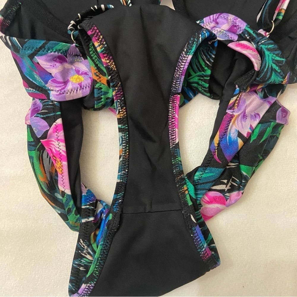 New! Victoria's Secret black palm push-up Swimsuit tropical Floral 3848 - Picture 5 of 7